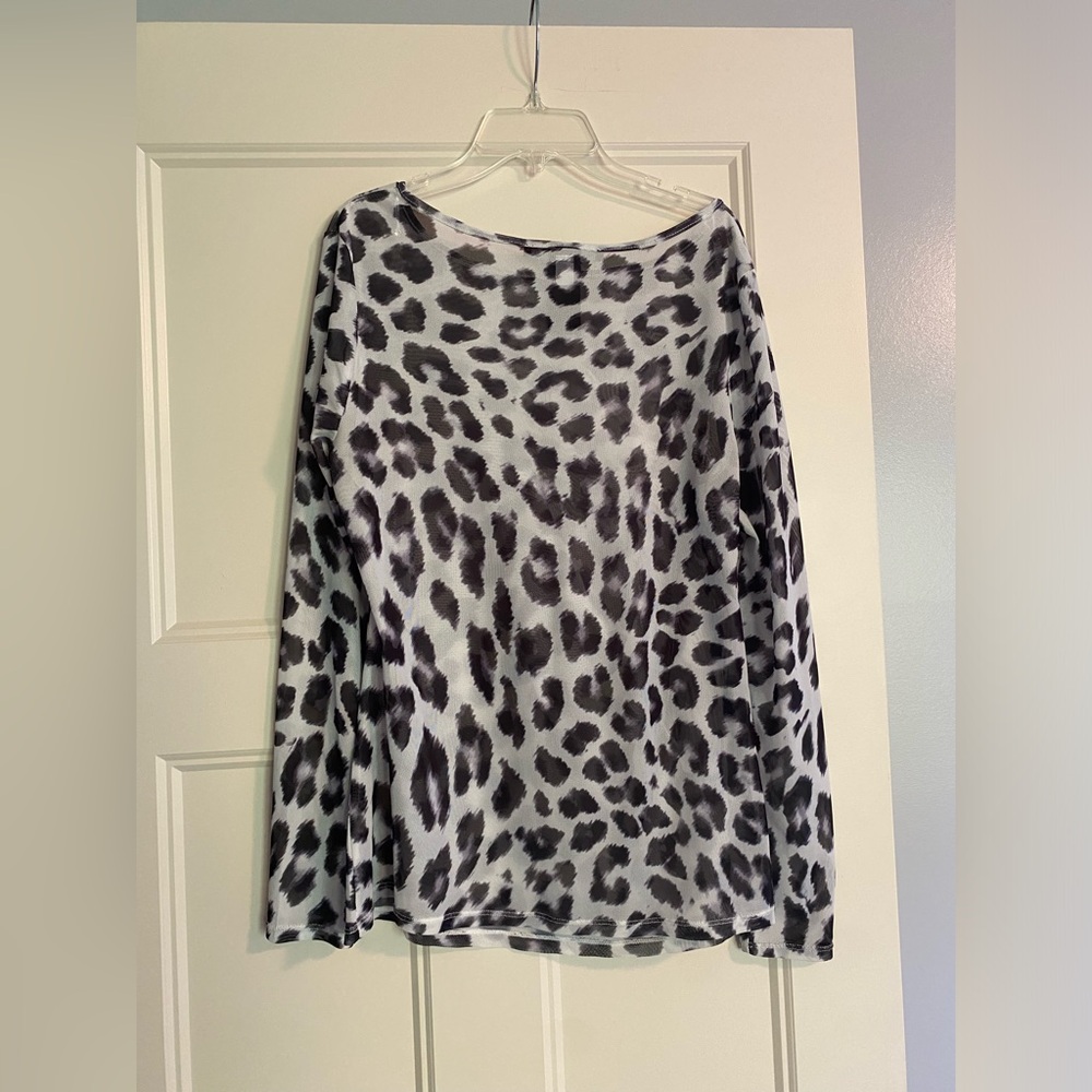 White House Black Market animal print blouse size M